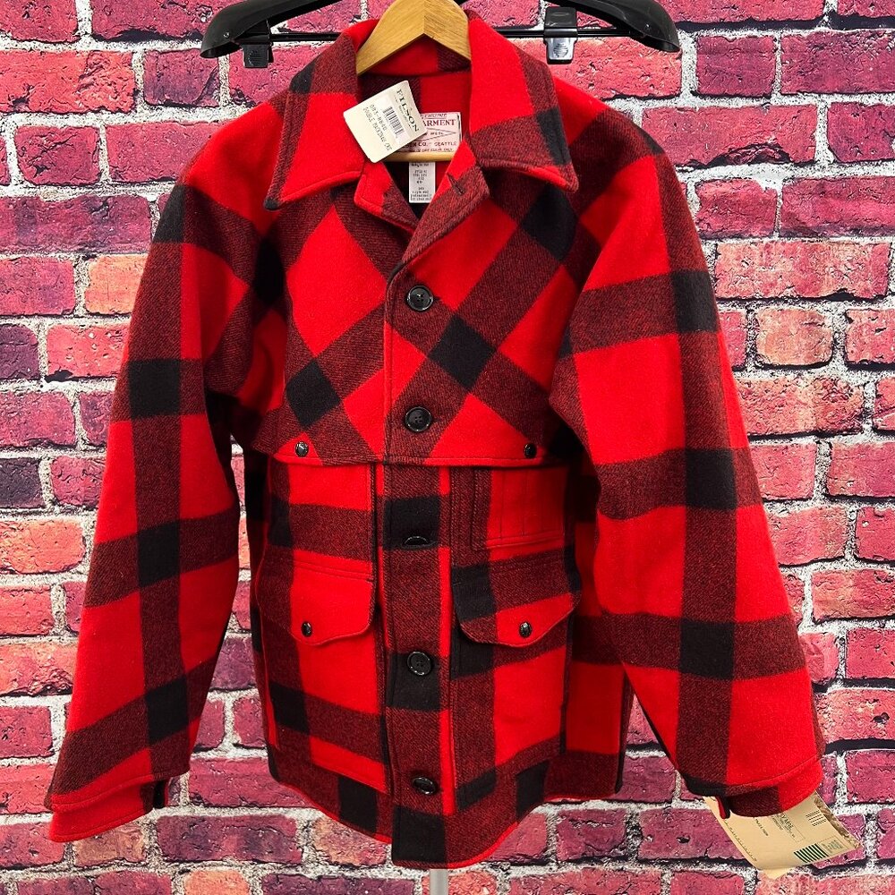 Vintage Filson Double Mackinaw Cruiser Red Black Plaid, Size 40 M - Made in USA